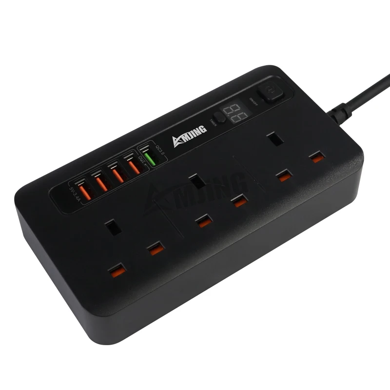 Hot selling US UK EU Plug power strip type c extension socket with usb