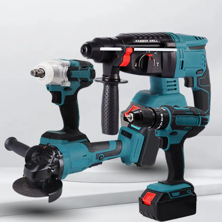 21V Cordless Power Tool 4-in-1 Combination Brush Set with Universal Battery Charger Steel Grinder Wrenches Repair OEM Support