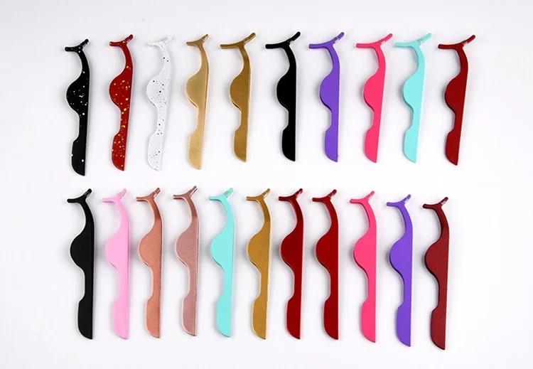 Wholesale rose 3 piece eyelash tweezers set volume eyelash extension with tweezer with glue applicator plastic tweezers