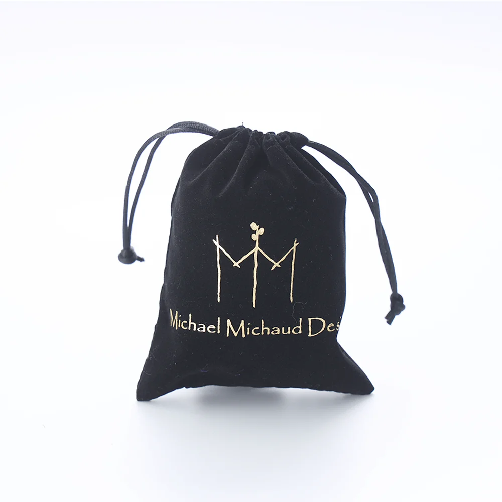 Fashion Simple Hot Stamping Logo Custom Small Drawstring Bag Velvet Pouch For Jewelry