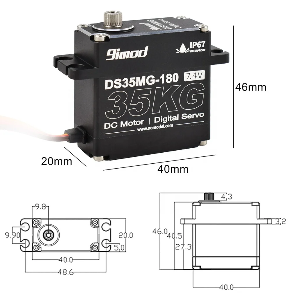 9imod DS35MG 180 270 degree 35kg high torque ip67 waterproof digital Servo