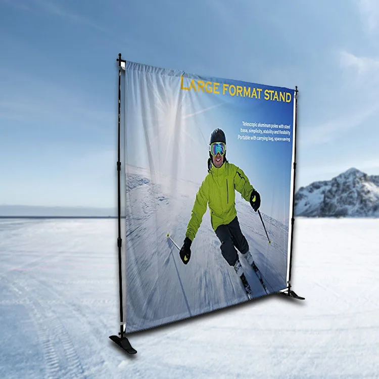 Advertising adjustable exhibition backdrop display step repeat telescopic trade show display stand banner