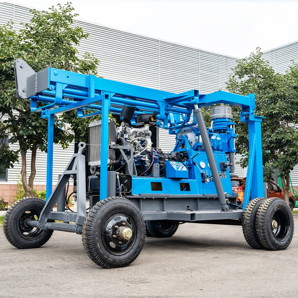 HENGWANG 200m 300m Deep Hole Water Well Drilling Rig With Mud Pump For Congo Chile Underground Borehole Machine Equipments