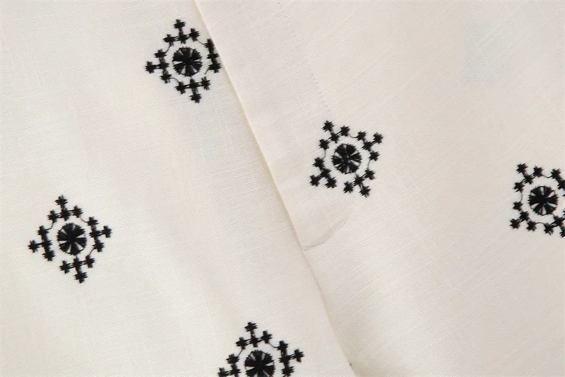 2023 Spring New Vintage Contrast Wide Leg Trousers Relaxed Casual White Print Linen High Waist Wide Leg Pants Women Summer