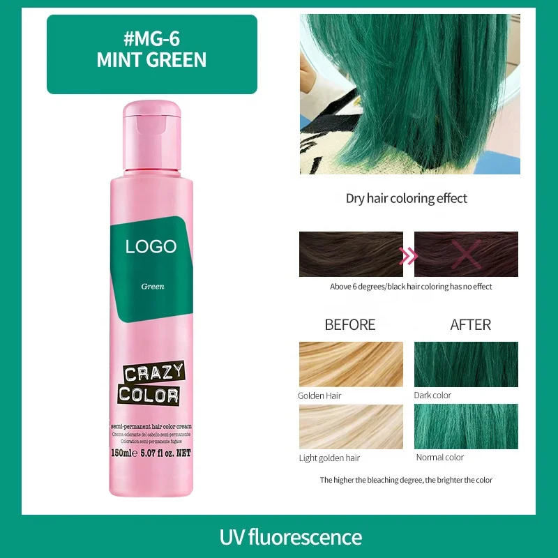 High Quality Cruelty Free Temporary Semi Permanent Dye Fluorescent UV Neon Hair Colors Private Label