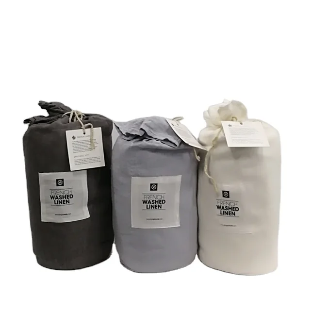 French linen bed set wholesale stone washed vintage look cozy customized 100 French linen bed sheet