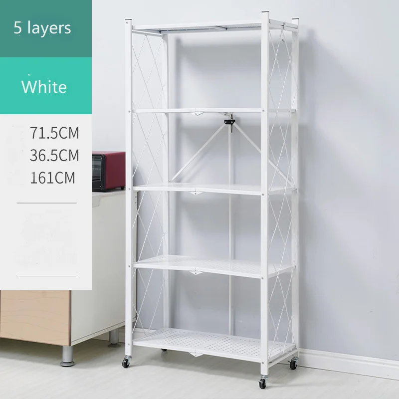 2022 5-tier mobile iron foldable kitchen standing shelving unit shelves metal storage with wheels