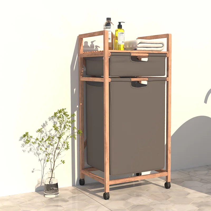 Floor-to-ceiling bathroom toilet multi-function drawer type dirty clothes storage basket Bamboo Dirty Clothes Hamper