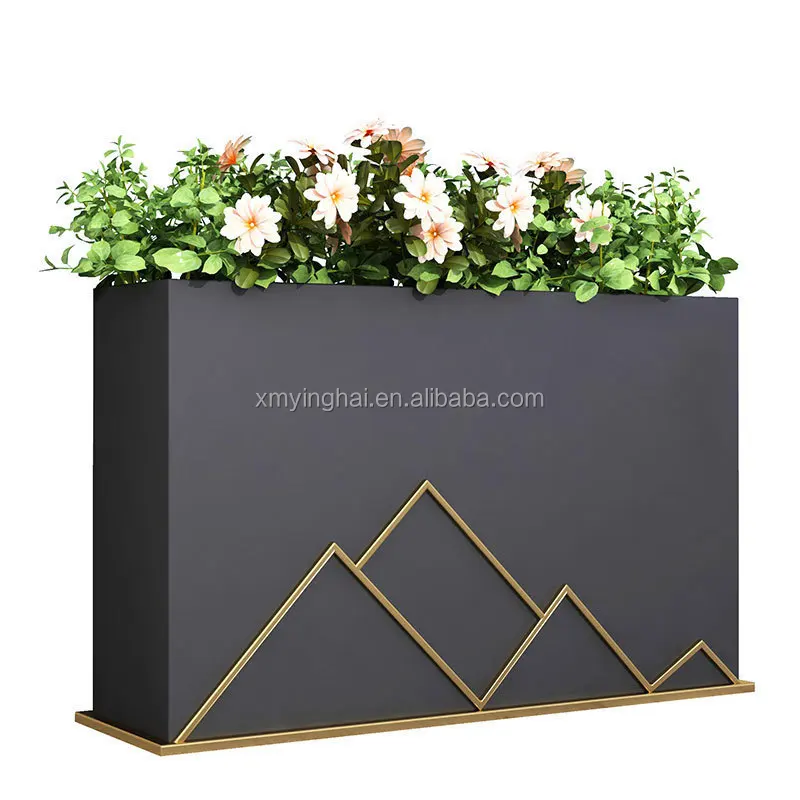 Minimalist Commercial Outdoor Wrought Iron Flower Box Courtyard Flower Bed Landscape Planting Flower Trough For Coffee Shop