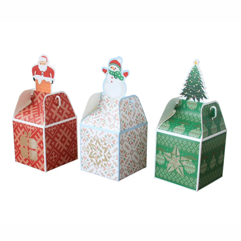 wholesale merry christmas apple package box party favor gifts christmas tree  snowman pattern candy box