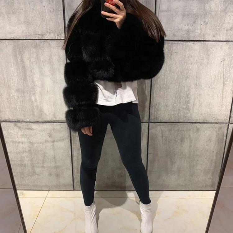 Women Plus Size Jackets Coats Short Fox Fur Jacket For Ladies