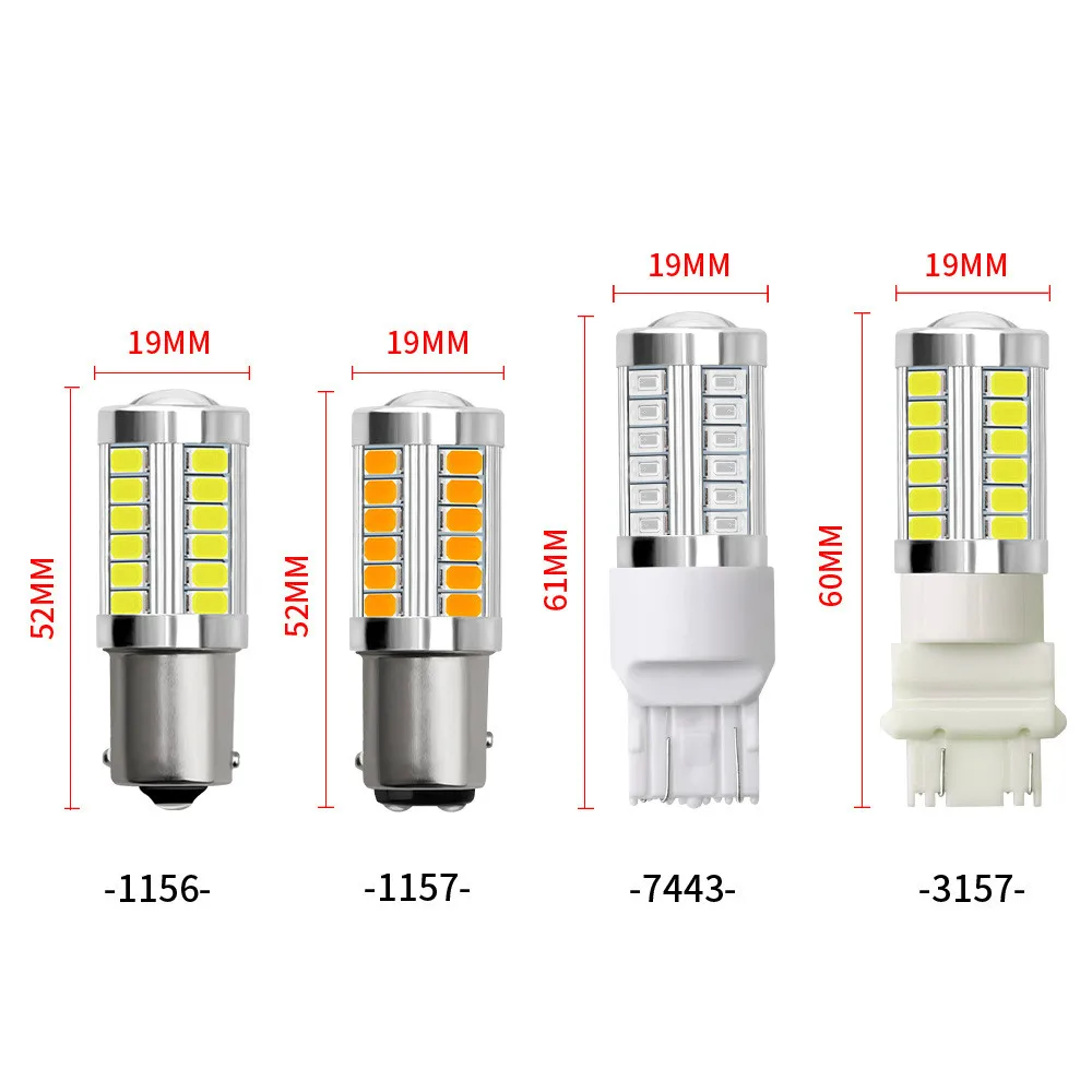 Светодиодные лампы S25 1156 BA15S P21W 1157 P21/5W BAY15D указателей поворота автомобиля 5630 7443 7440 лампа стоп-сигнала заднего хода 12