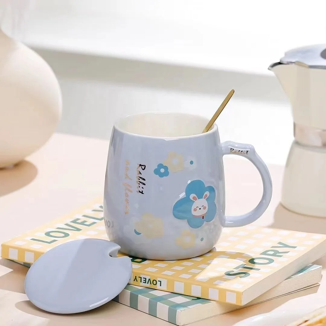 Hot Seller High Beauty Cute Ceramic Cup With Lid And Handle For Milk And Coffee Mug