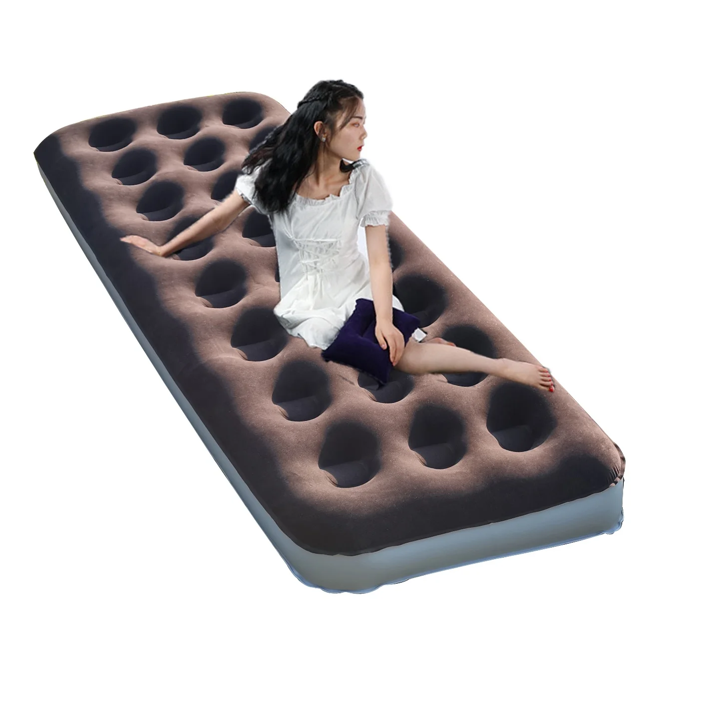 Складной портативный одиночный надувной напольный одиночный спальный коврик для семьи и кемпинга на открытом воздухе