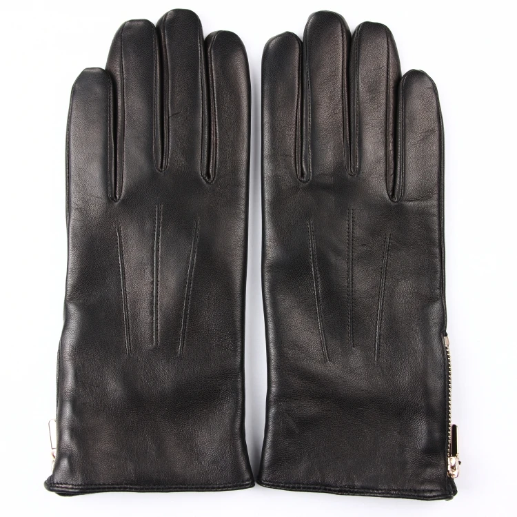 Модные теплые зимние женские кожаные перчатки из натуральной овчины с шерстяной подкладкой