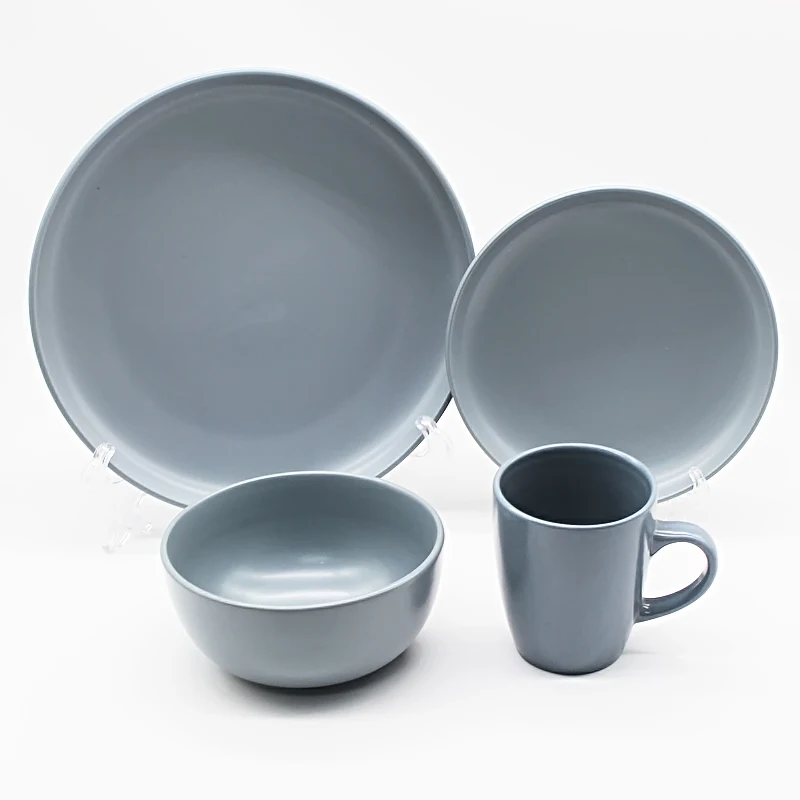 16pcs grace design matte solid color home restaurant dinner plate ceramic breakfast dinnerware set