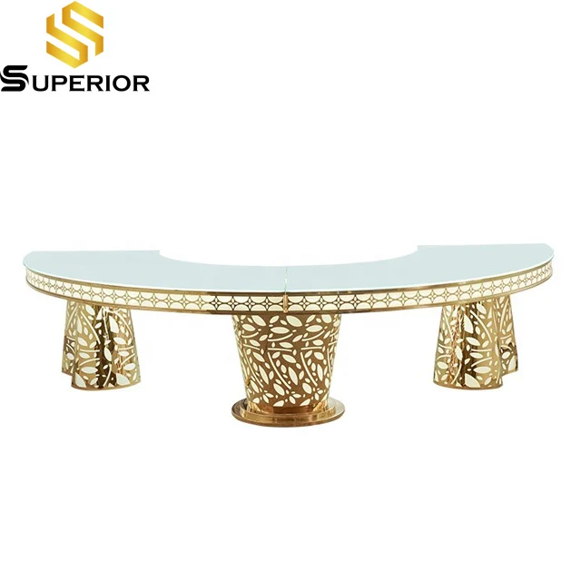 illuminated color lighted led half moon shape organic board top table wedding