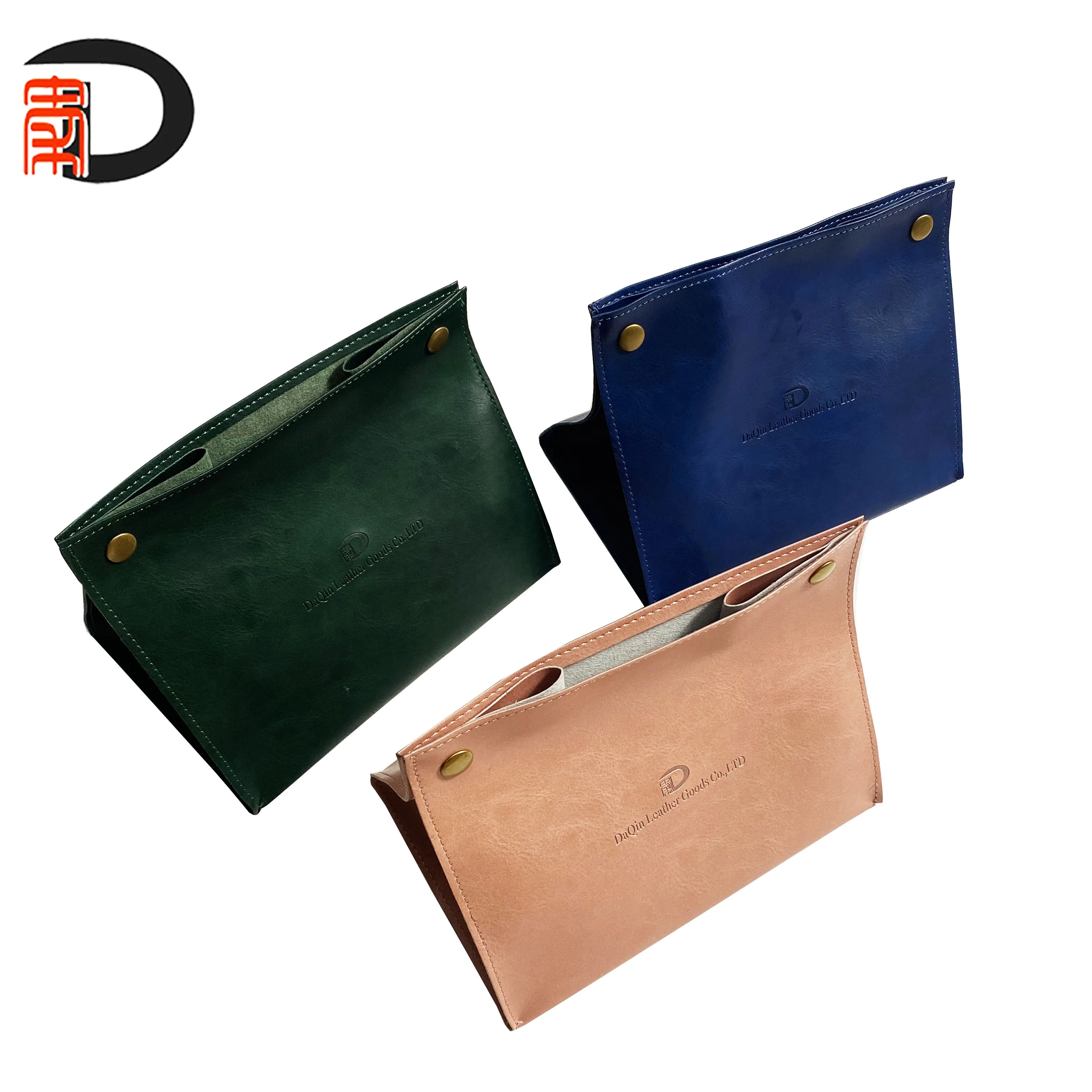 New arrival soft foldable PU Leather facial tissue box with custom logo
