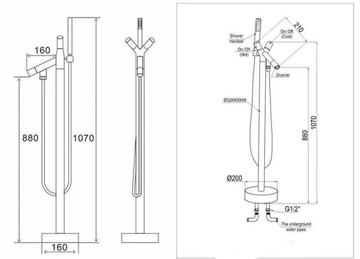 Free standing bath faucet