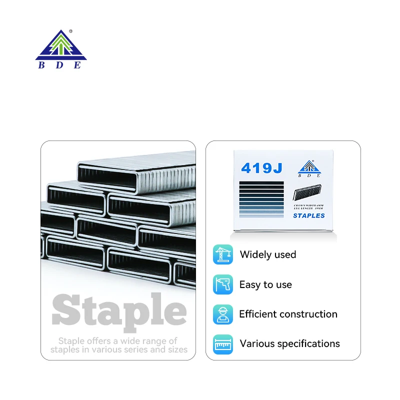 Wholesale factory price staples 410J 20Ga 9mm 10mm 12mm 15mm OEM ODM Home Carton Packing Nails Staple Pin