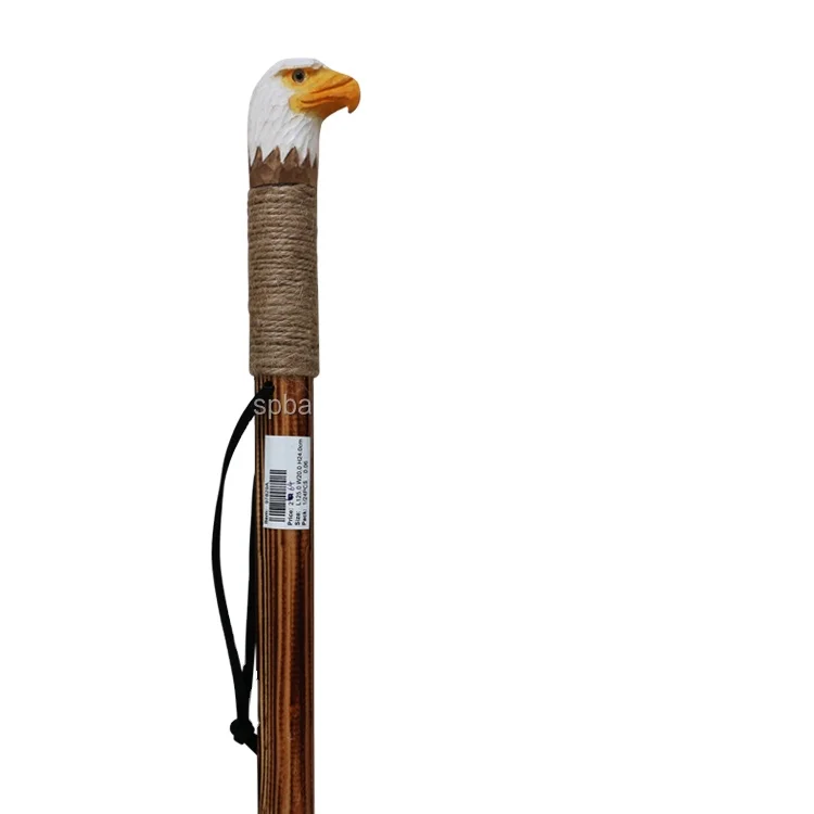 122cm hand carved head outdoor animal wooden walking sticks