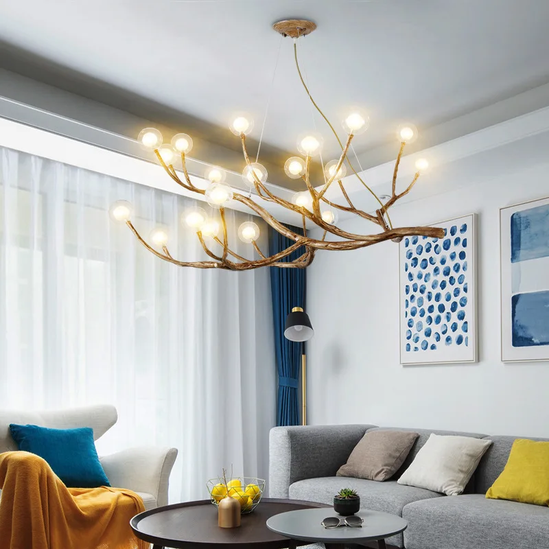 Tree Branch Glass Bubble Chandelier Bar Retro Vintage Home Decor lustres LED Pendant Light