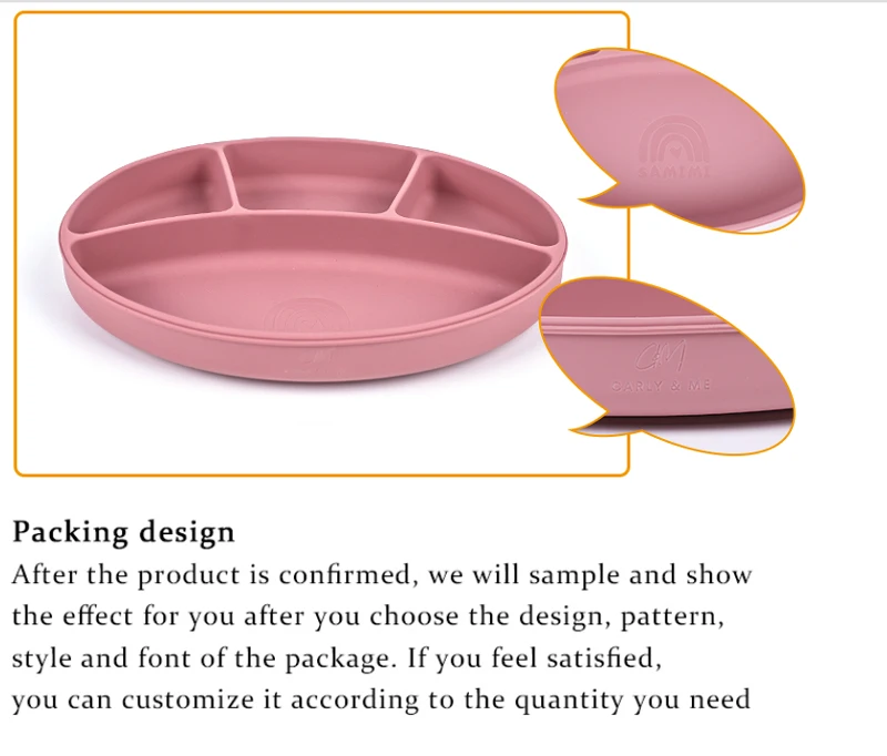 Customized food-grade non-slip baby silicone supplementary food  toddler feeding set ,Platos De Silicona Bebe