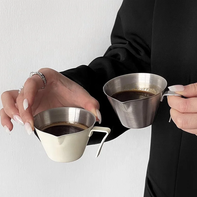 Colored 100 ml 304 Stainless Steel Measurement Coffee Shot Mugs Espresso Extraction Pouring Cups With Spout