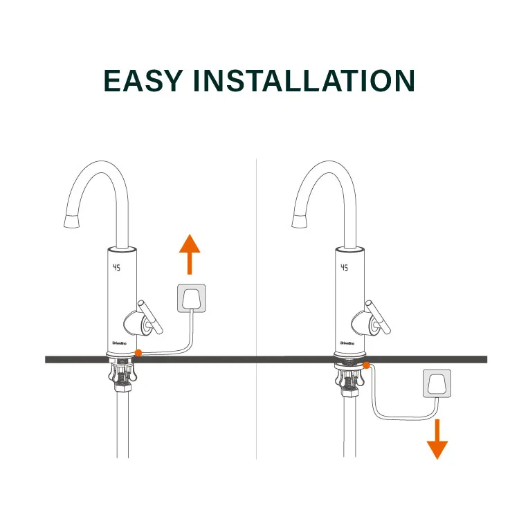 Briwellna 220V мгновенный кран с горячей водой Однорычажный смеситель для кухни с подогревом кран светодиодный цифровой дисплей электрический водонагреватель гейзер кран