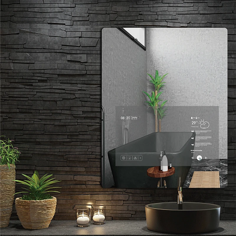 Wall Tablet Led Bathroom with Smart Android Tv Salon Mirror/ Photo Magic Mirror Silver Modern Rectangle 3 Years Illuminated 2pcs