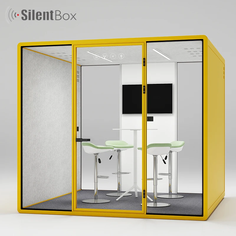 Factory Price Yellow Private Office Sound Proof Phone Booths Meeting Pod For Sale