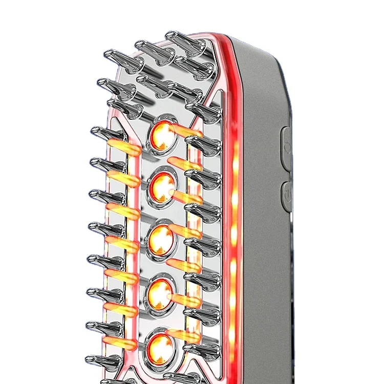 Red Light Therapy Hair Growth Vibration Scalp Brush Negative Ion Input  Comb Massager Electric Massage Comb