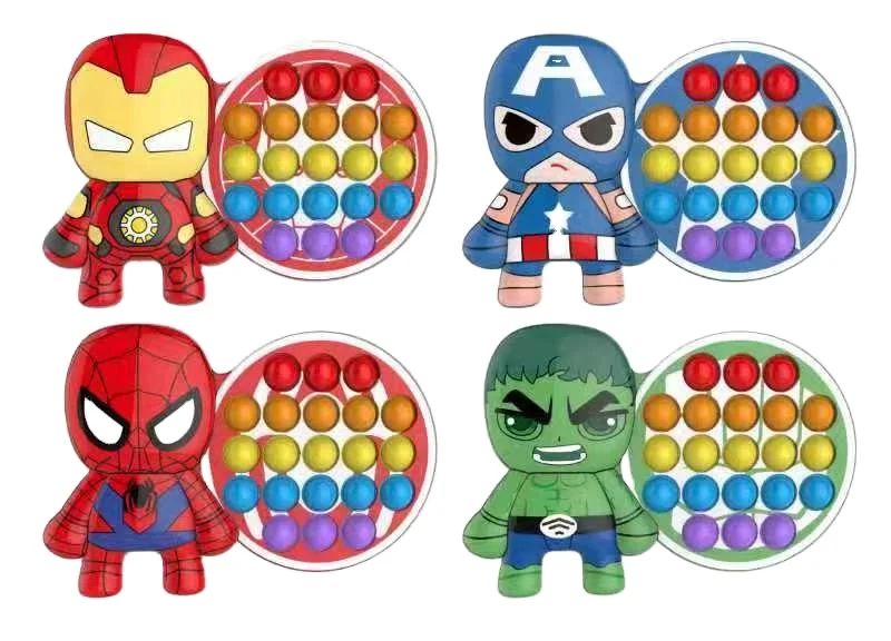 Cartoon design superhero fingertips push push pop fidget toy pop bubble sensory fidget toy for kids
