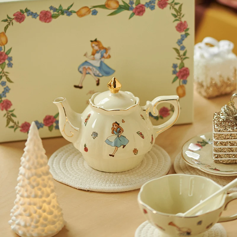 SIYUE Wholesale Butterfly Pastoral Retro Decal Porcelain Gold Rim Pot Cup ceramic coffee tea cup mug set wholesale 2699