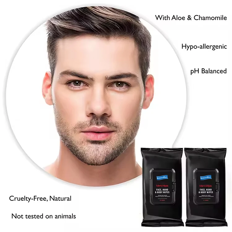Biokleen 50 Count Resealable Flip Hand and Deodorizing Wipes After Workout Body Facial Wipes Men Health Face Wipes for Men