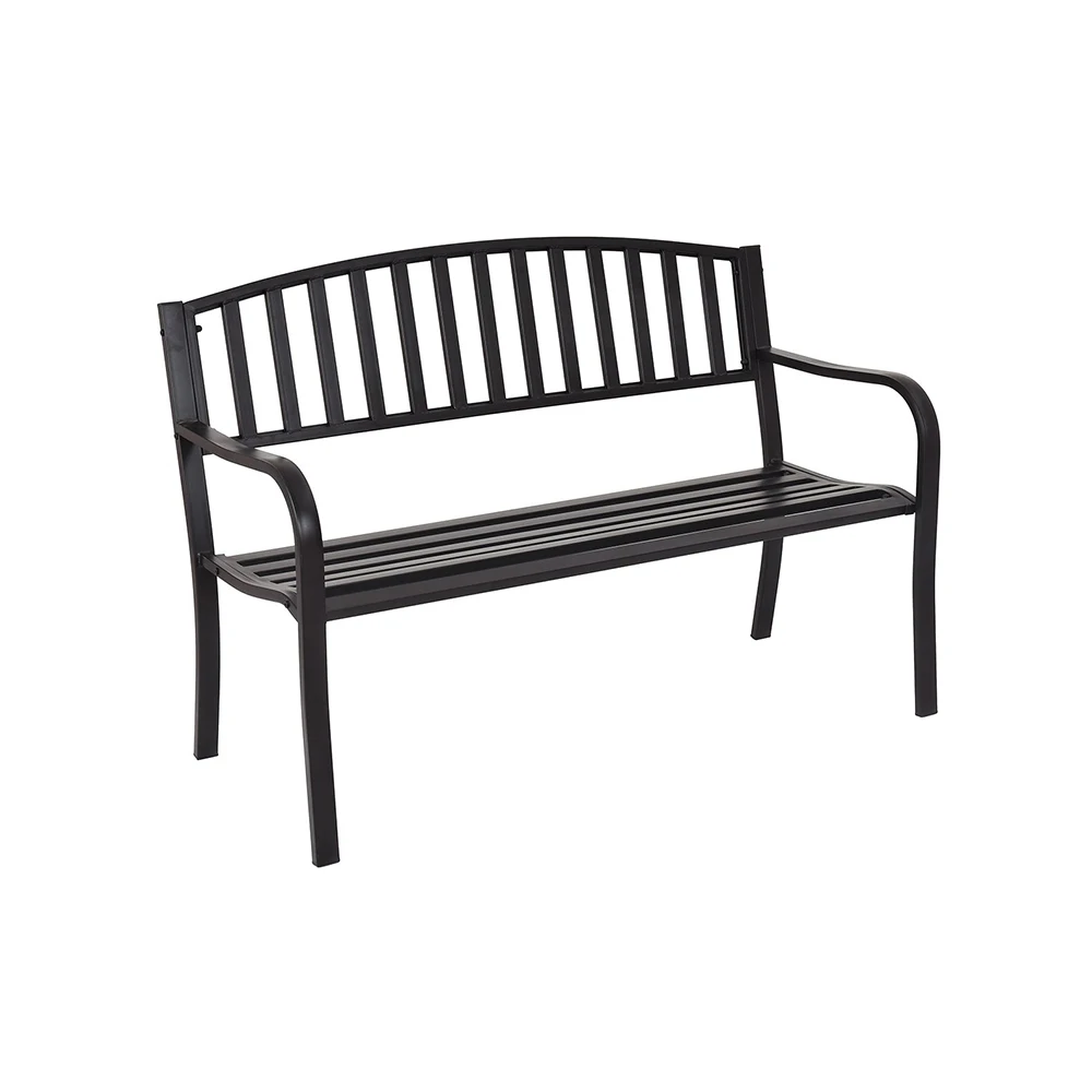 Outdoor Street Metal Frame Bench Patio Furniture Long Chair Outside Garden Park Traditional Bench