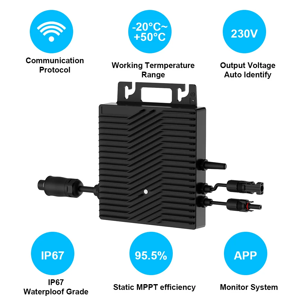Household Micro Inverters 800W Solar Inverter Plug Cord Length 3Meters 1000W Solar Panel Solar Micro Inverter