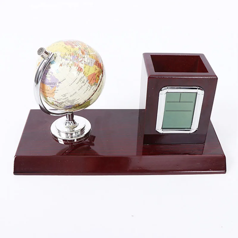 wooden penholder office desktop organizer business gift set table globe with penholder