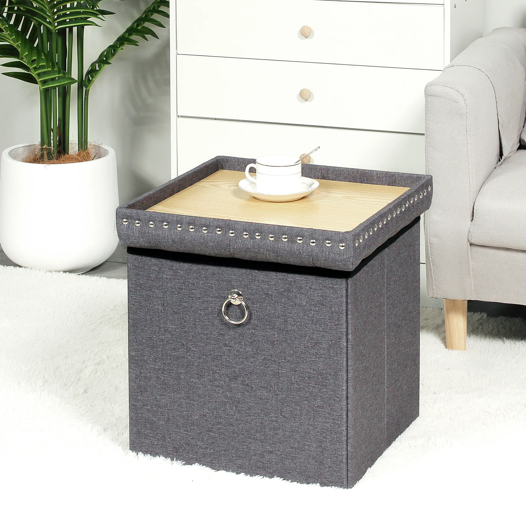 Bailey Online Shop Hot Selling Luxury Modern Relaxing Tufted Square Stool Footrest Packaging Storage Stools & Ottomans