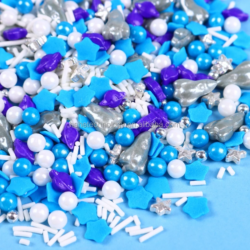 Galaxy Tour Cake Decorating Supplies Sprinkles Edibles Rockets Dark Purple Planet Candy Sprinkles Cake Decoration for Baking Art