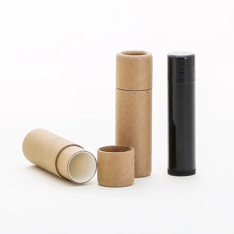100% Biodegradable Cosmetic container Kraft Push Up Tubes Brown Paperboard Push Up Lip Balm Tubes Eco Friendly 1/2 OZ