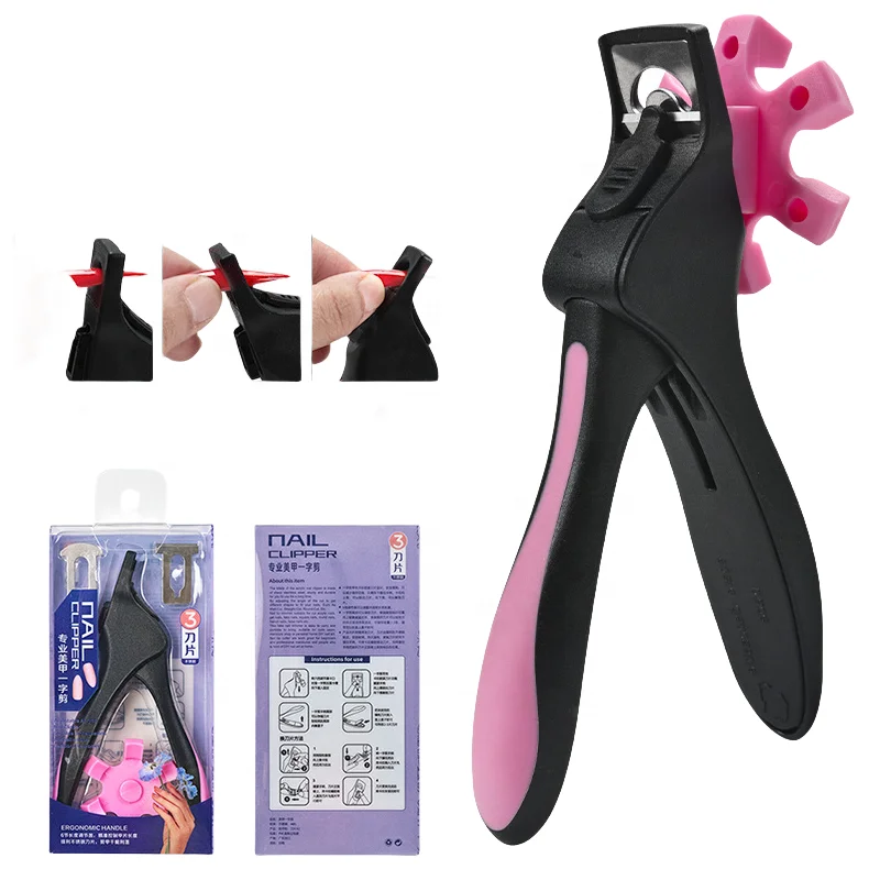 DIY French Nail Extension Edge Clipper With Replaceable Blade Rotary Table Round SquareNail Clipper Cutter