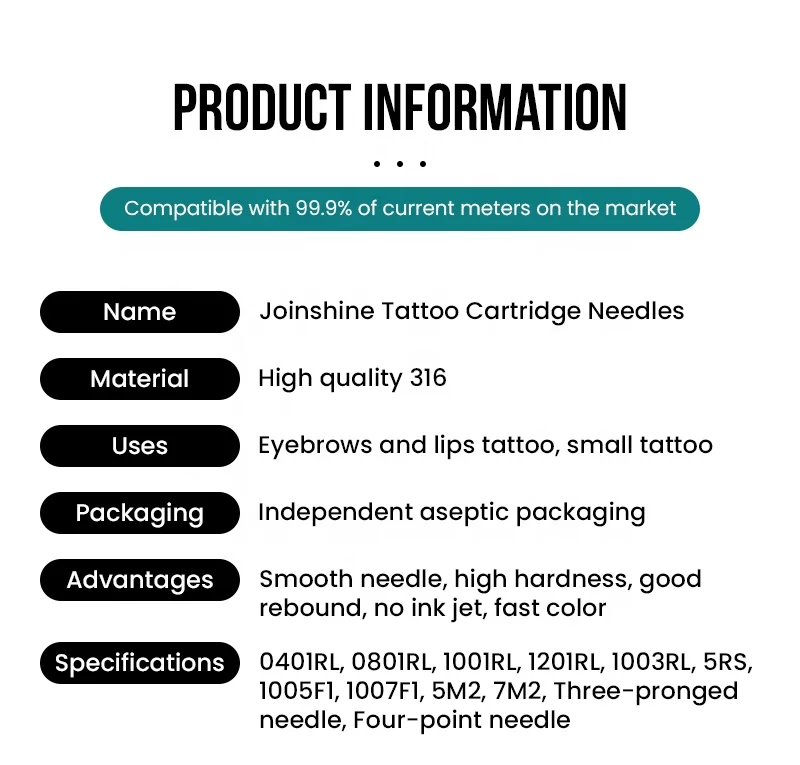 Custom Disposable Tattoo Cartridges Needles Supplies Standard Eyebrow Lip Body Art Tattoo Machine Cartridge Needles