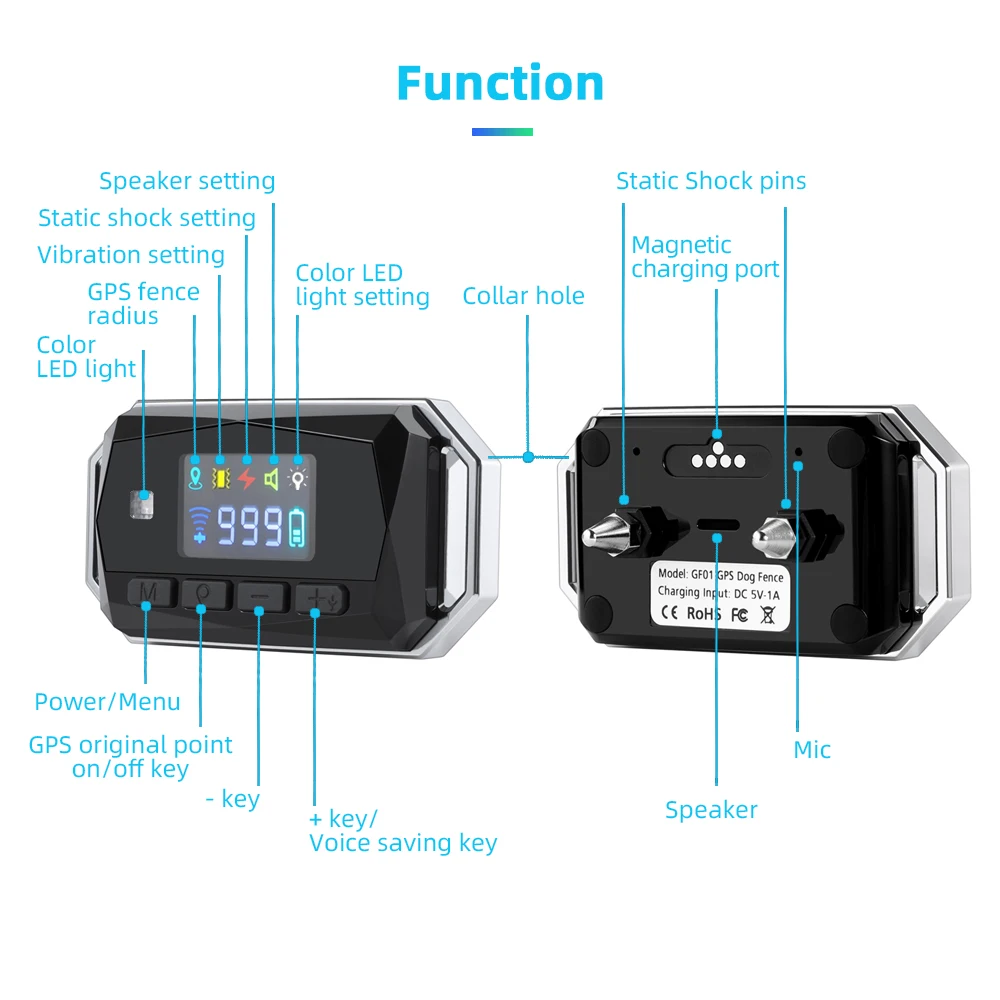 New Arrival GPS Wireless Electric Dog Fence GF01 Shock Training Collar Outdoor Waterproof Containment System for Cat Pets Animal