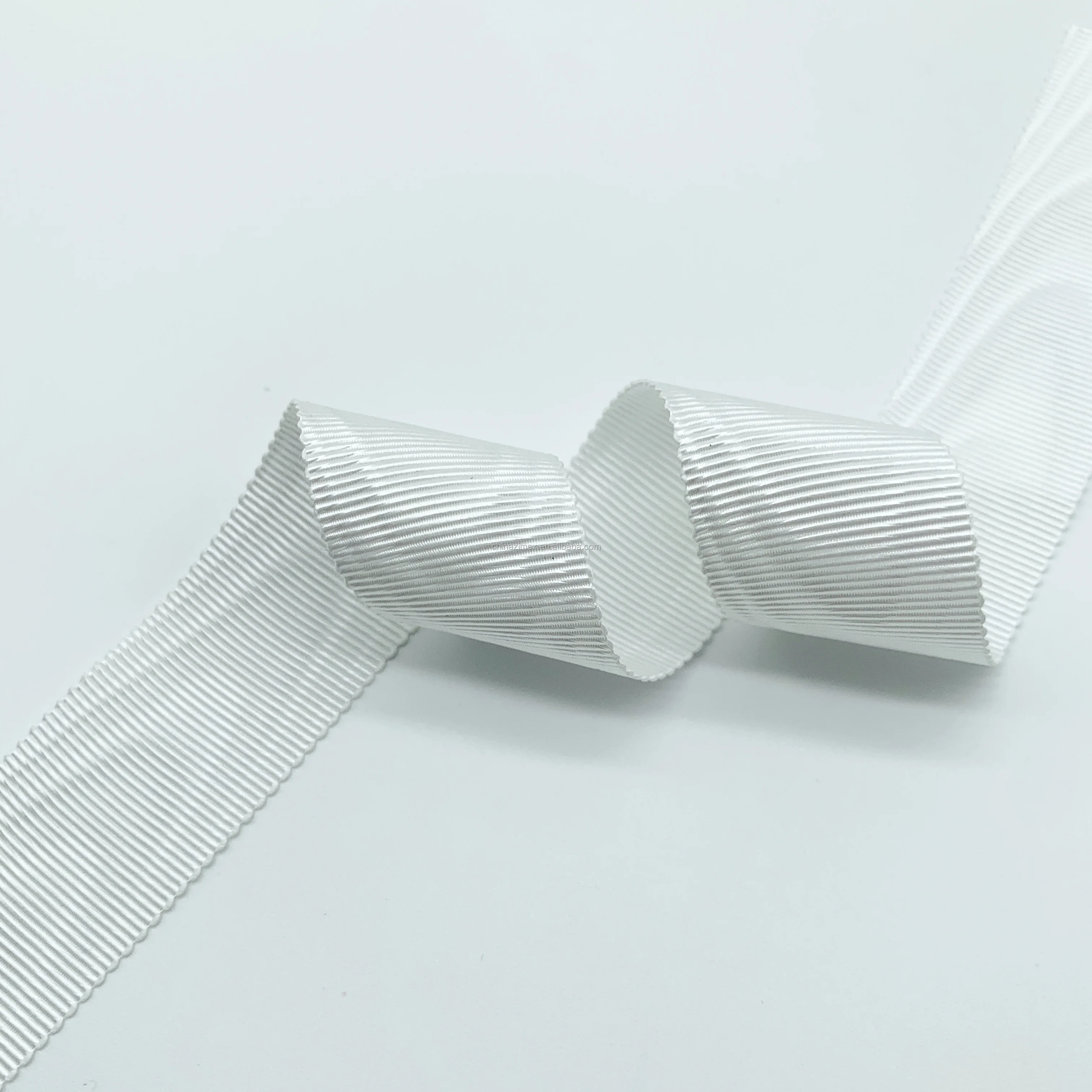 19mm white color double face moire ribbons in 100% polyester