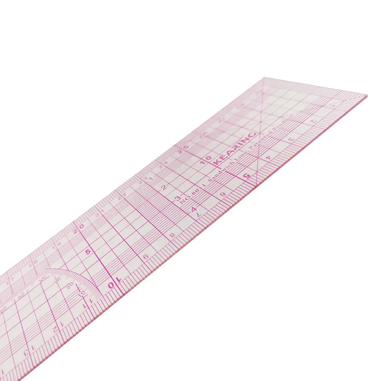 Kearing Flexible Transparent Plastic Pattern Grading Ruler 30cm with Grid Patterns in Metric Sandwich Printed for Sewing#8011