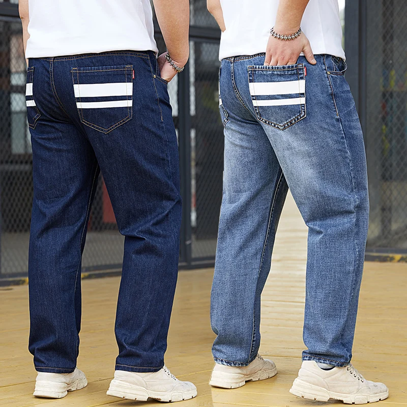 2023 Wholesale New Style straight fit Oversize Slim fit light blue plus size jeans for men