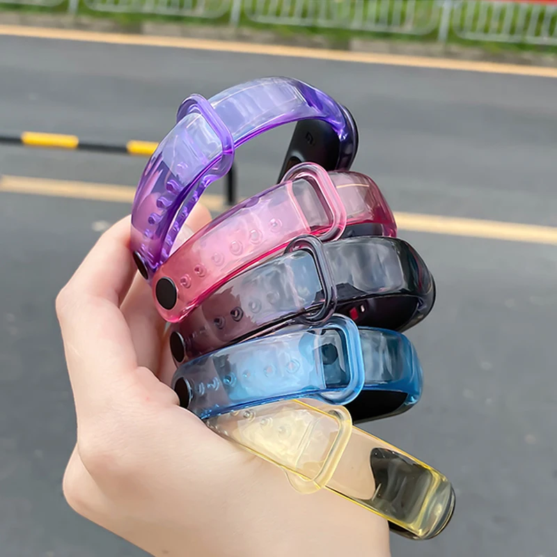 Smart watch Wristbands Replacement Accessories Bracelets Discolor Straps  TPU Transparent Watch band for Mi Band 4 Strap