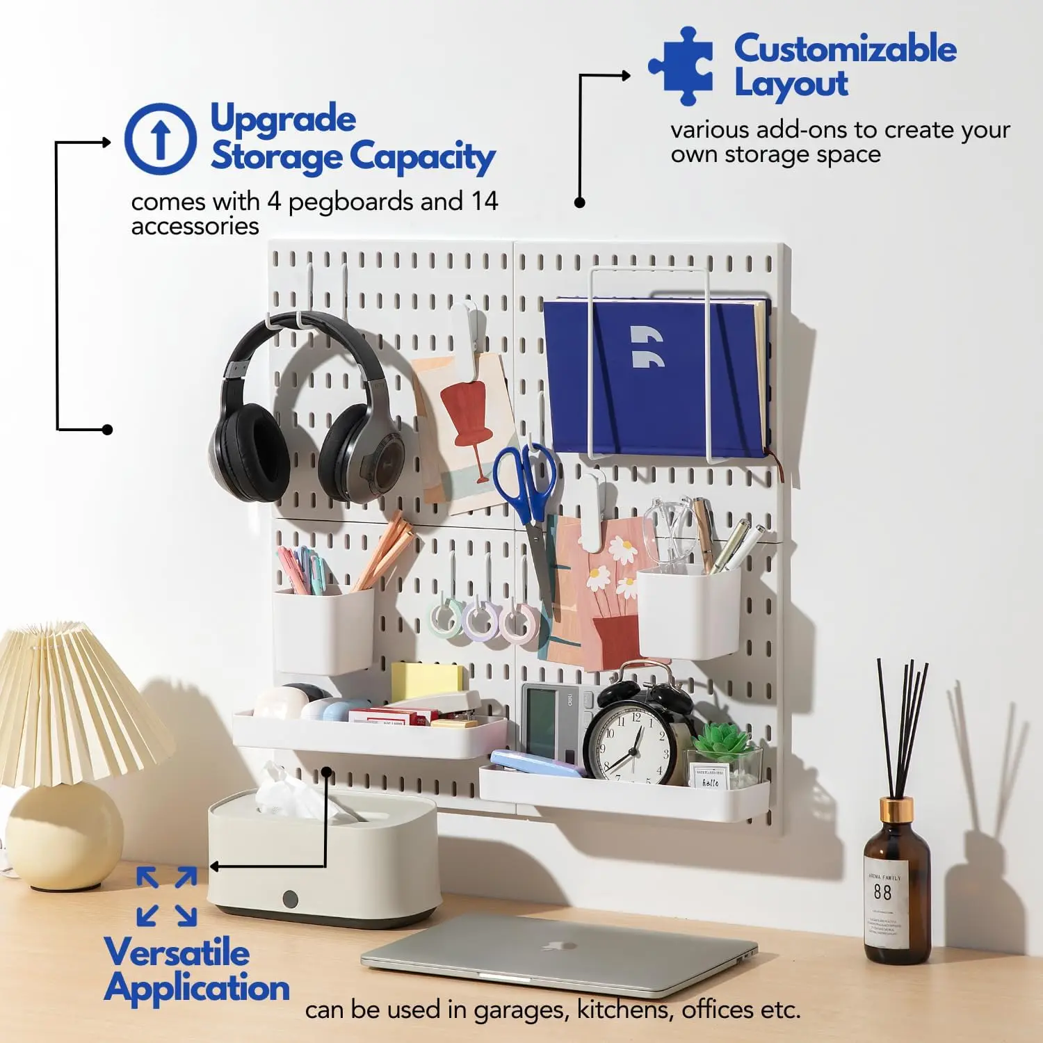 Custom no punching kitchen storage shelves display rack assortment hanging hole plate pegboard wall organizer accessories
