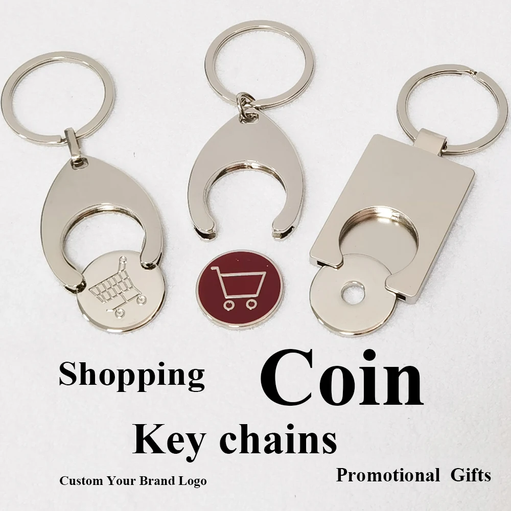 Keyring Manufacturer Wholesale Shopping Cart Trolley Keychain Shopping Trolley Coin Supermarket Custom Metal Token Key chains